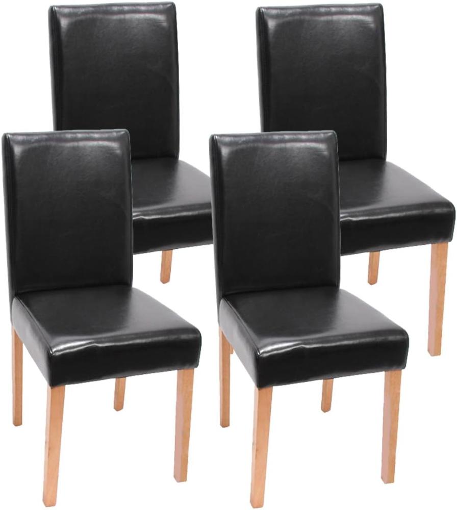 4er-Set Esszimmerstuhl Stuhl Küchenstuhl Littau ~ Kunstleder, schwarz helle Beine Bild 1