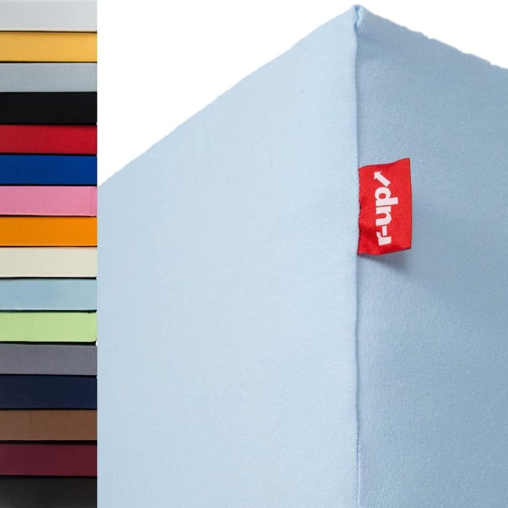 r-up Passt Spannbettlaken 140x200-160x200 bis 35cm Höhe viele Farben 100% Baumwolle 130g/m² Oeko-Tex stressfrei auch für hohe Matratzen (hellblau) Bild 1