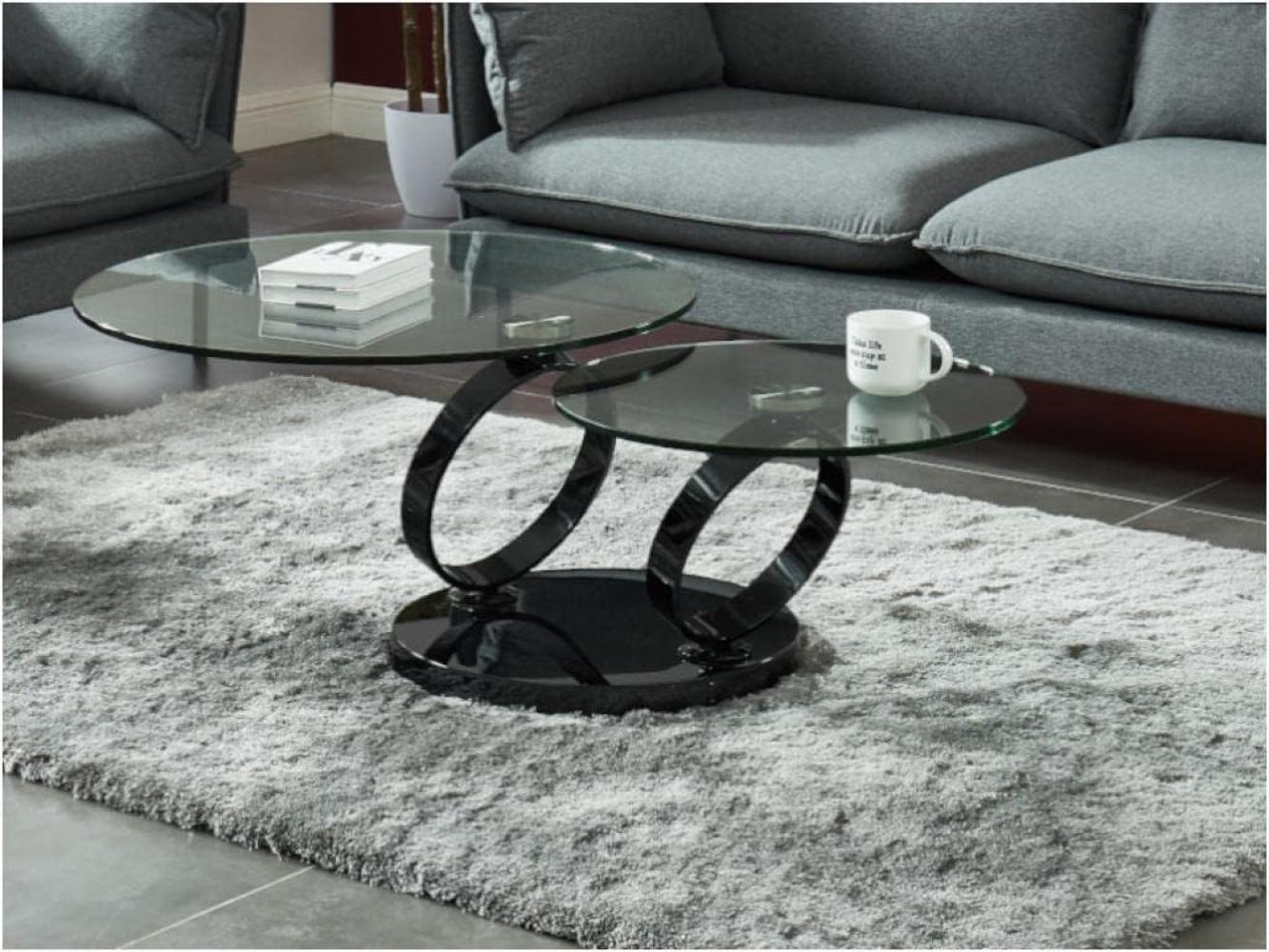 Couchtisch mit drehbaren Tischplatten Sicherheitsglas & Metall JOLINE - Transparent/Schwarz Bild 1