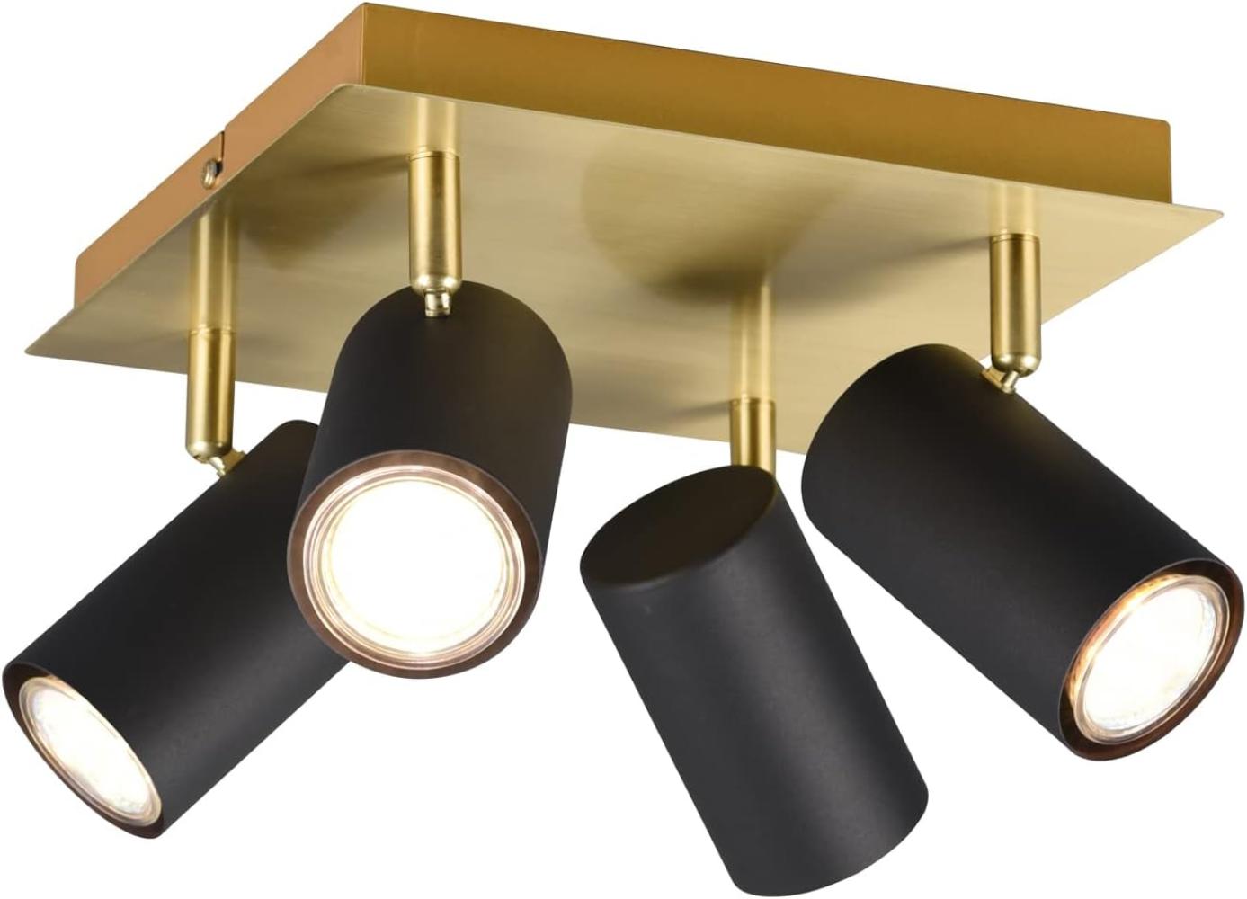 LED Deckenstrahler in Schwarz-Gold 4-flammig Spots schwenkbar Bild 1