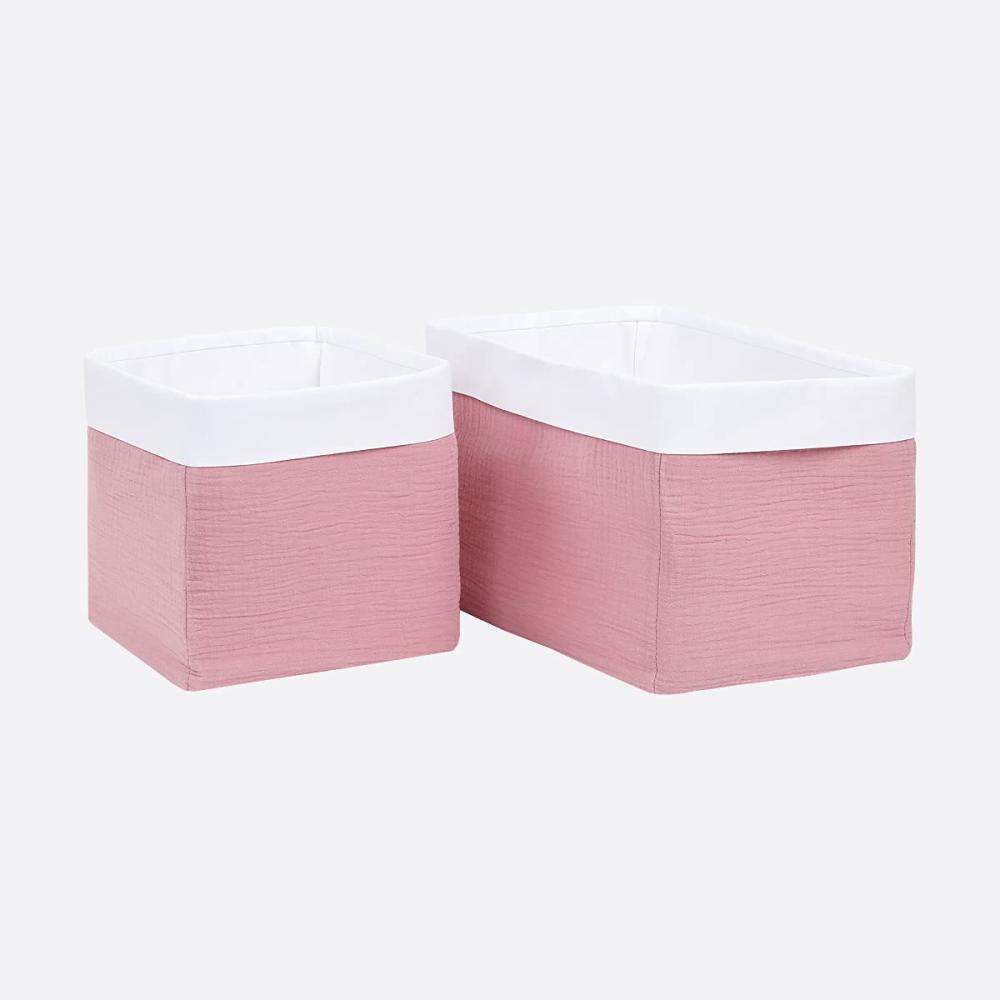 KraftKids Stoff-Körbchen in Musselin rosa, Aufbewahrungskorb für Kinderzimmer, Aufbewahrungsbox fürs Bad, Größe 20 x 33 x 20 cm Bild 1