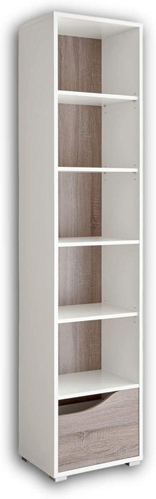 Stella Trading MARA Elegantes Babyzimmer Standregal - stilvoll in weiß, Eiche Sonoma Optik - 45 x 197 x 35 cm (B/H/T) Bild 1