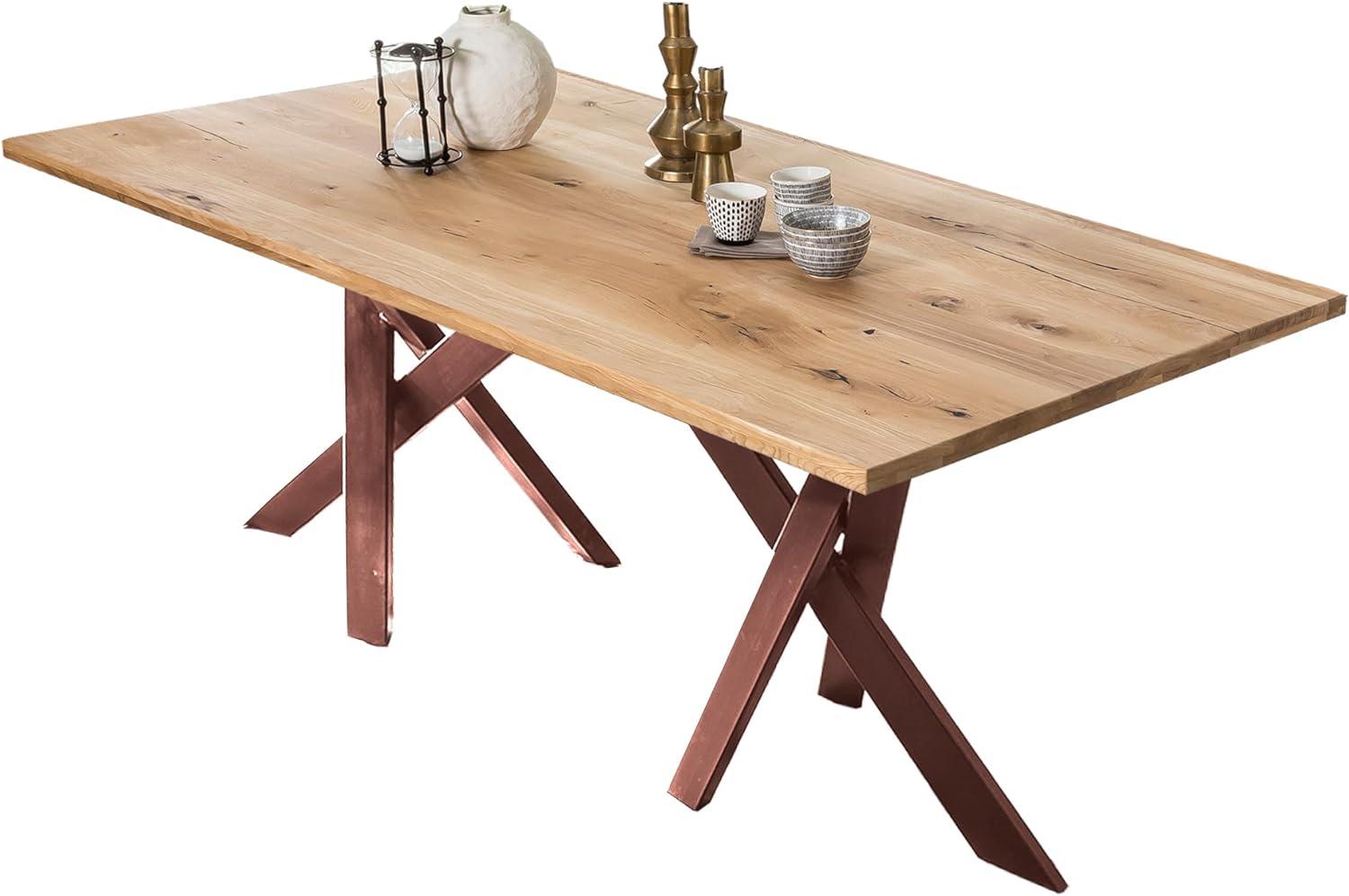Tisch 220x100cm Wildeiche Metall Holztisch Esstisch Speisetisch Küchentisch Bild 1