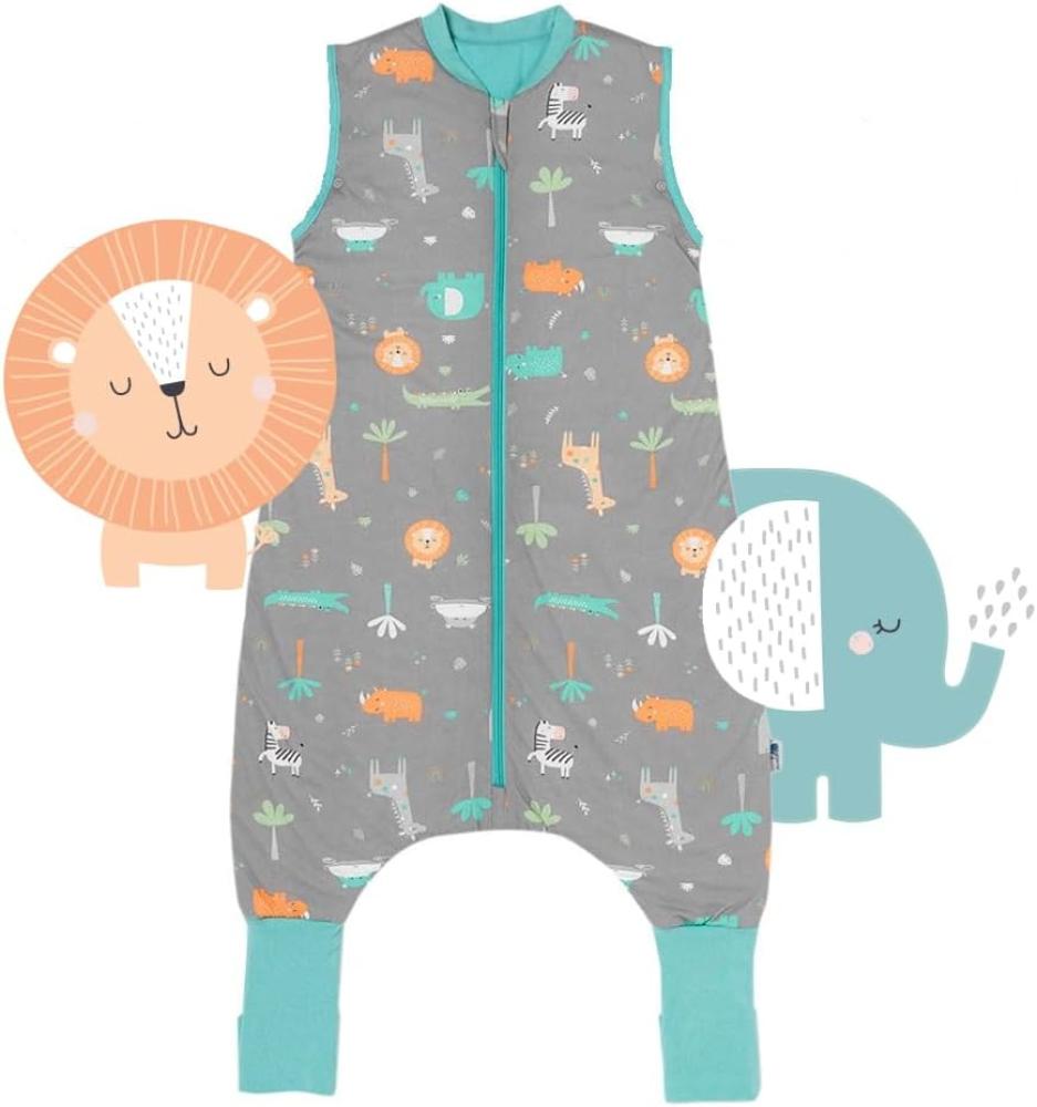 schlummersack Schlafsack mit Füßen Sommer 1 Tog 100 cm dünn Safari | Kinder Schlafsack mit Beinen und verlängerten Bündchen für eine Körpergröße 100-110cm Füßen 1 Tog Bild 1