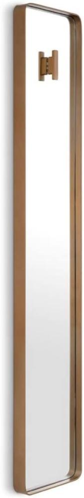 Casa Padrino Luxus Wandspiegel Messing 30 x 5 x H. 160 cm - Rechteckiger Spiegel mit Kleiderhaken - Wohnzimmer Spiegel - Schlafzimmer Spiegel - Garderoben Spiegel - Luxus Möbel - Luxus Interior Bild 1