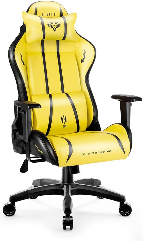 Diablo X-One 2. 0 Gaming Stuhl Bürostuhl Schreibtischstuhl Verstellbare Armlehnen Ergonomisches Design Nacken/-Lendenkissen Electric Yellow Normal (L) Bild 1