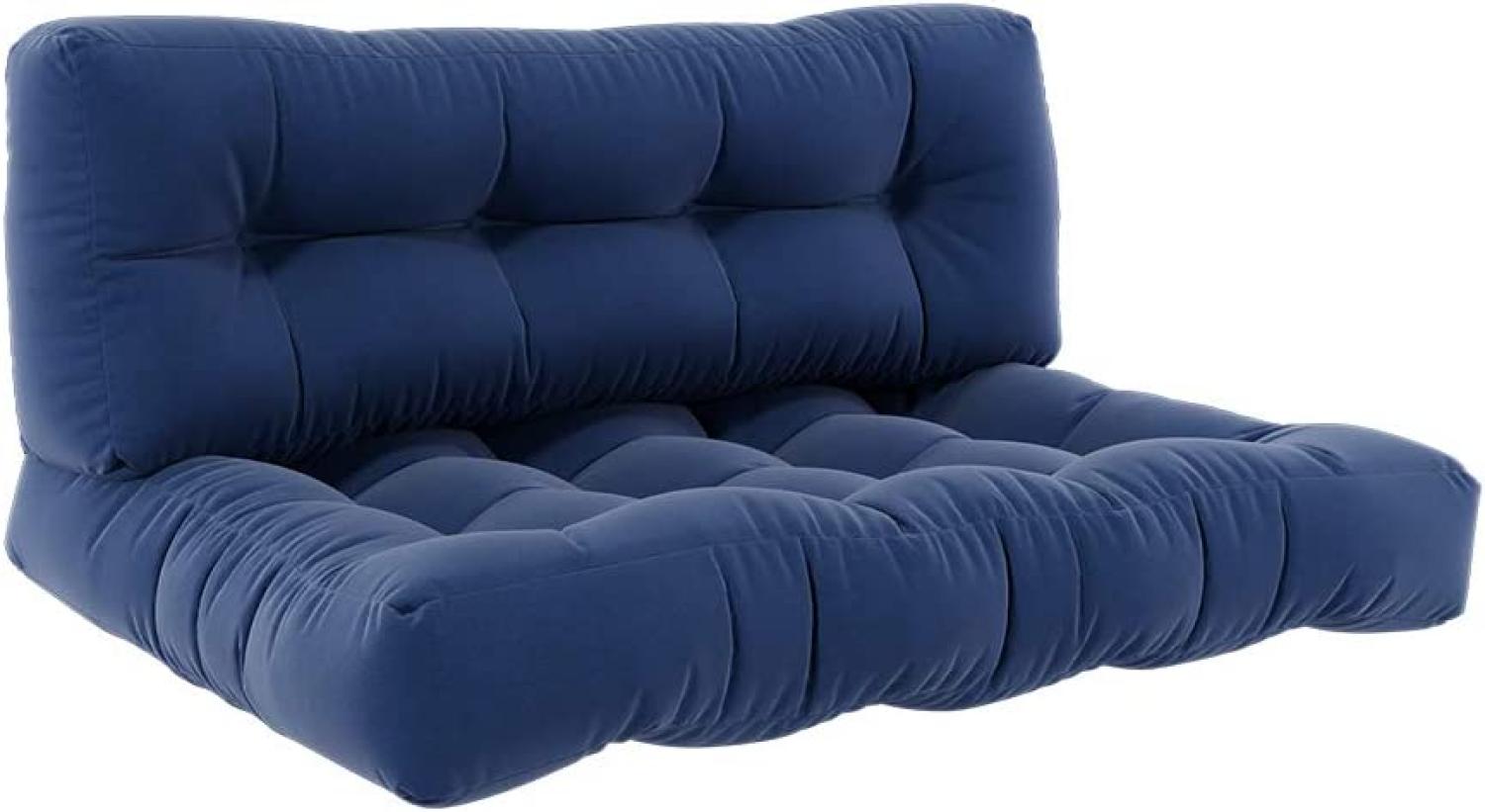 VICCO Palettenkissen Set Sitzkissen + Rückenkissen Palettenmöbel Flocke -Blau Bild 1