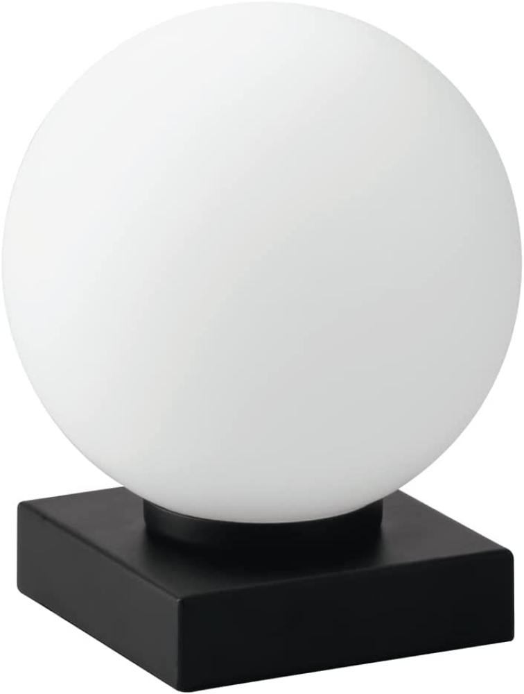 Kleine LED Tischleuchte Sockel Schwarz - Kugel Opalglas Weiß Ø17cm Bild 1