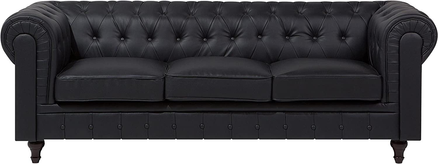 3-Sitzer Sofa Kunstleder schwarz CHESTERFIELD groß Bild 1
