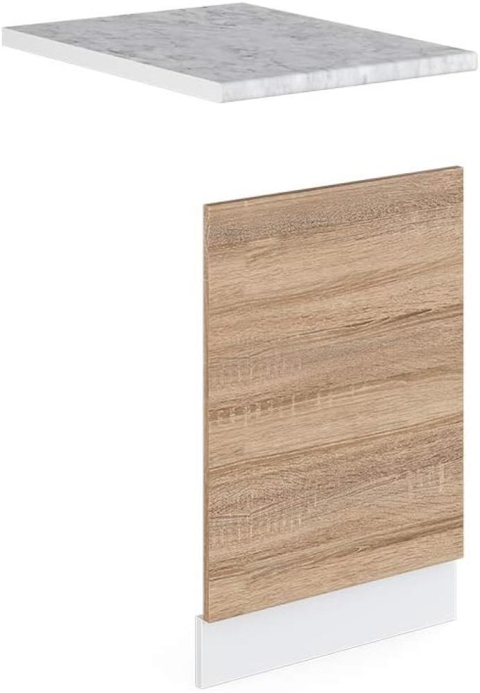 Vicco Küchenschrank R-Line Hängeschrank Unterschrank Küchenzeile Küchenunterschrank Arbeitsplatte, Möbel verfügbar in anthrazit und weiß (Sonoma mit Arbeitsplatte, Geschirrspülerblende 45 cm) Bild 1