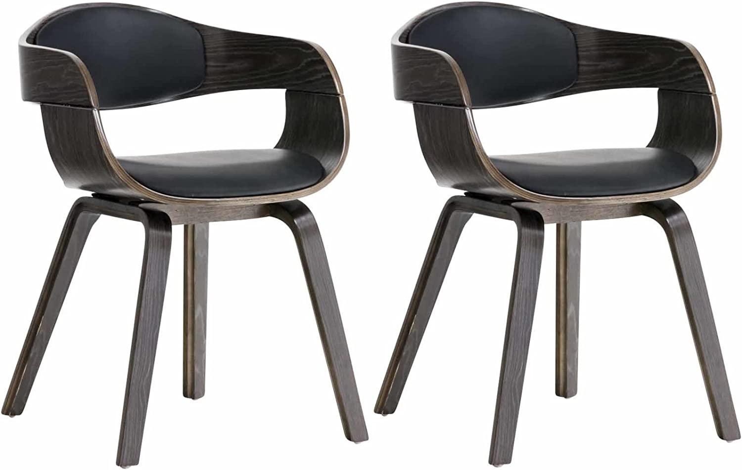 2er Set Stühle Kingston Kunstleder, schwarz/grau Bild 1