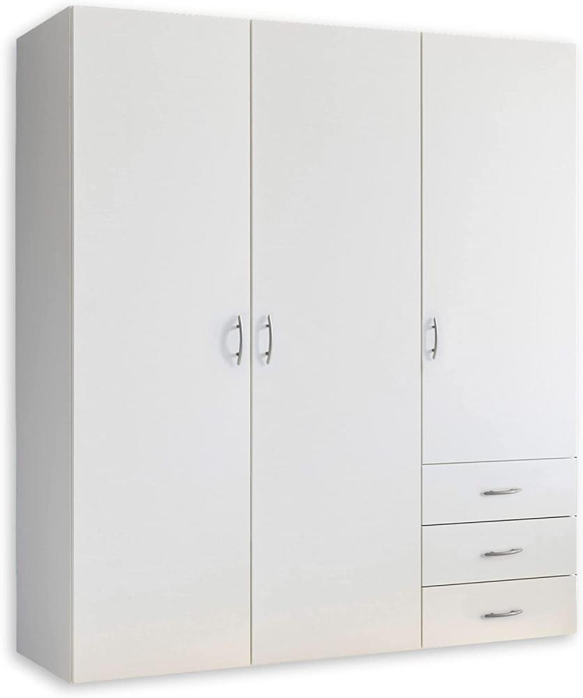 HARRY Kleiderschrank Weiß - Vielseitiger Drehtürenschrank 3-türig für Ihr Schlafzimmer - 150 x 176 x 51 cm (B/H/T) Bild 1