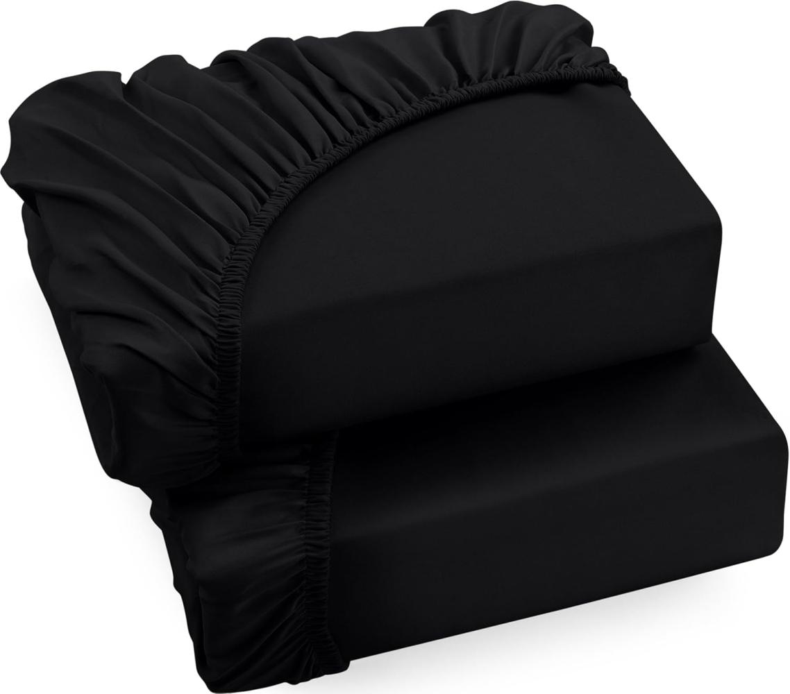 Utopia Bedding - 2er Set Spannbettlaken 180x200cm - Schwarz - Gebürstete Mikrofaser Spannbetttuch - 35 cm Tiefe Tasche Bild 1