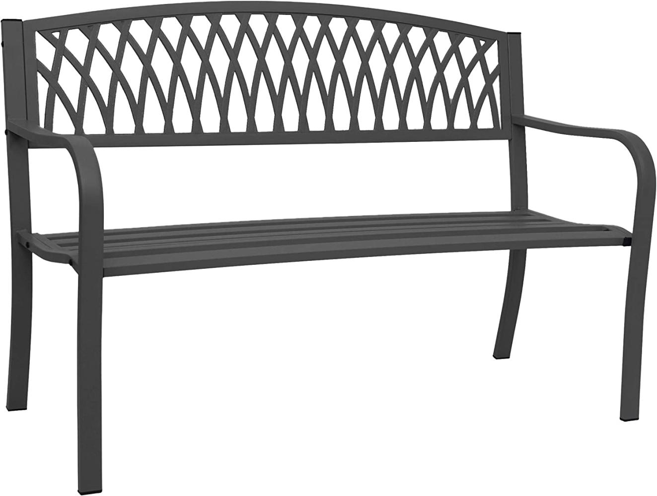 Gartenbank HWC-F45, Bank Parkbank Sitzbank, 2-Sitzer pulverbeschichteter Stahl ~ schwarz Bild 1