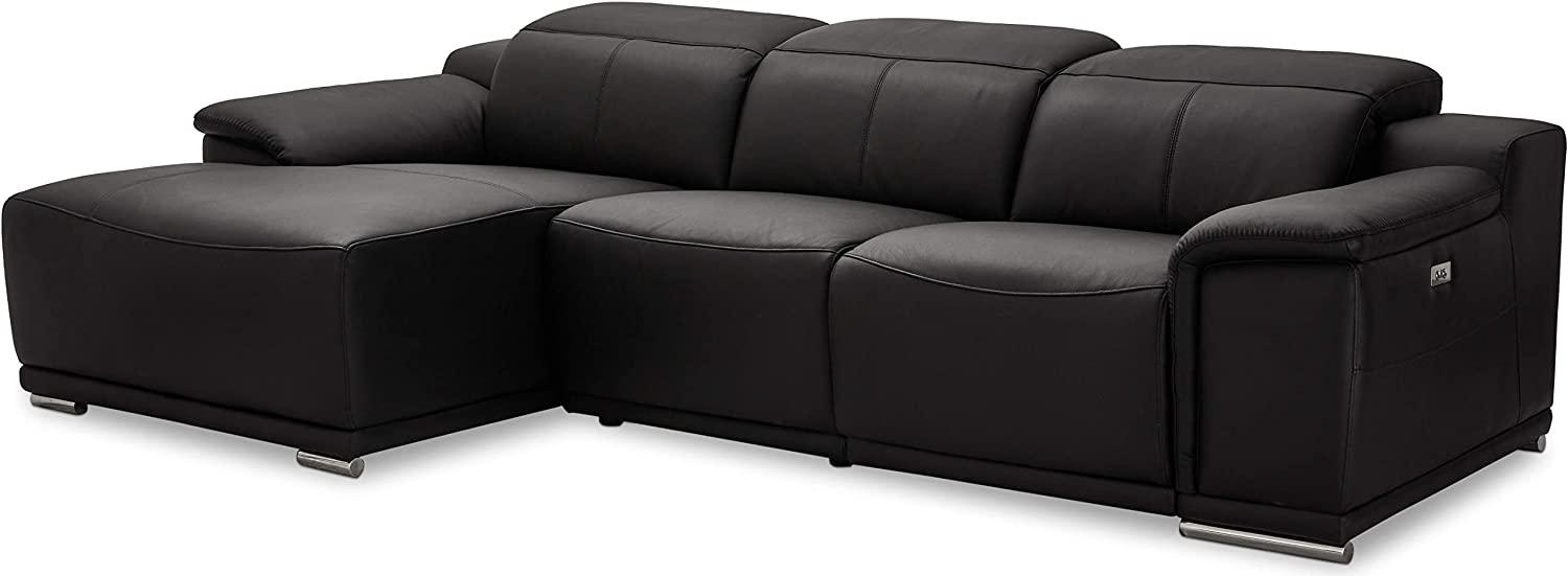 Ibbe Design Modul Sofa L Form Ecksofa Schwarz Leder Heimkino Couch Links Chaiselongue Alexa mit Elektrisch Verstellbar Relaxfunktion, 282x160x73 cm Bild 1