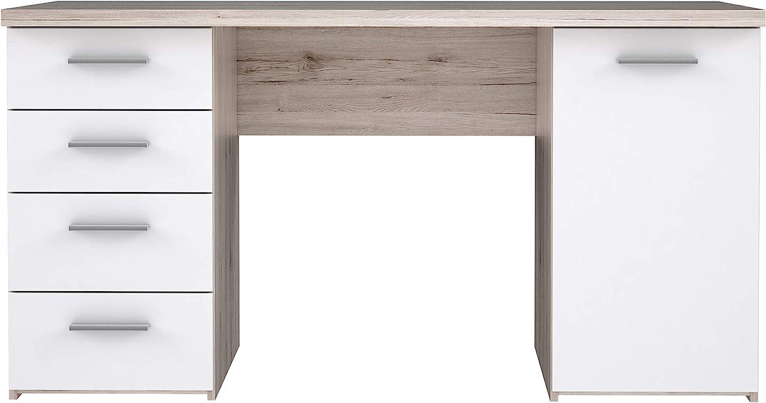 'Beach' Schreibtisch mit Schubladen, Sandeiche/ weiß, 145 x 76,3 x 60 cm Bild 1