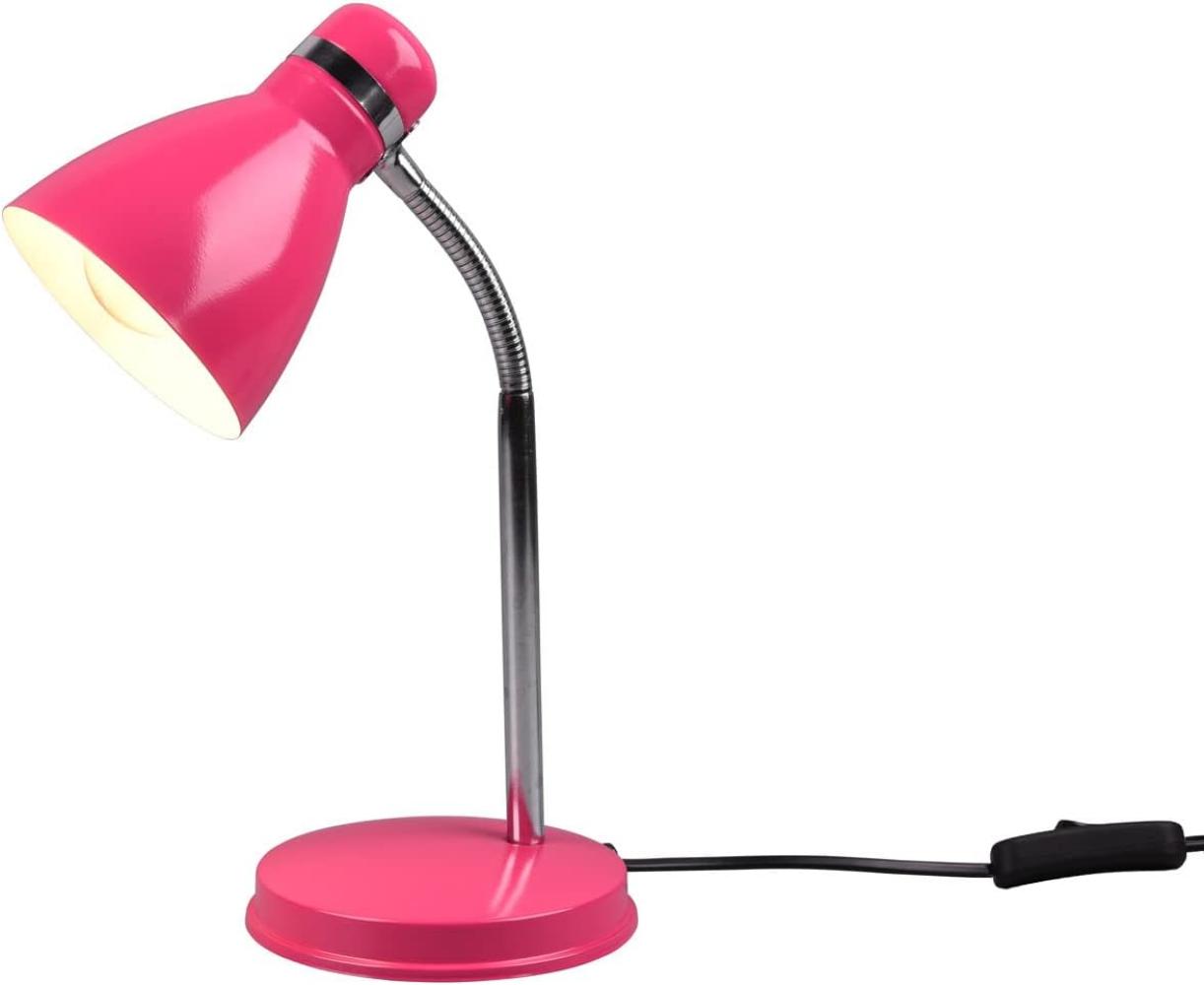 LED Schreibtischleuchte flexibel, Chrom & Metallschirm Pink, 33cm Bild 1