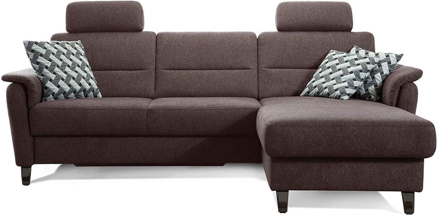 Cavadore Ecksofa Palera mit Federkern / L-Form Sofa mit Longchair rechts / 244 x 89 x 164 / Stoff Braun Bild 1