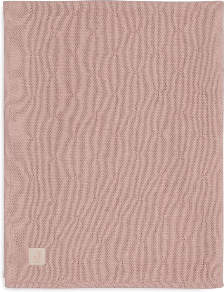 Jollein Babydecke Cosy Knit, Wild Rose - Velvet - 100x150cm - 60% Baumwolle, 40% Acryl, Innenseite 100% Polyester - Fürs Kinderbett - 2.0 TOG - OEKO-TEX Zertifiziert - Strickmuster Bild 1