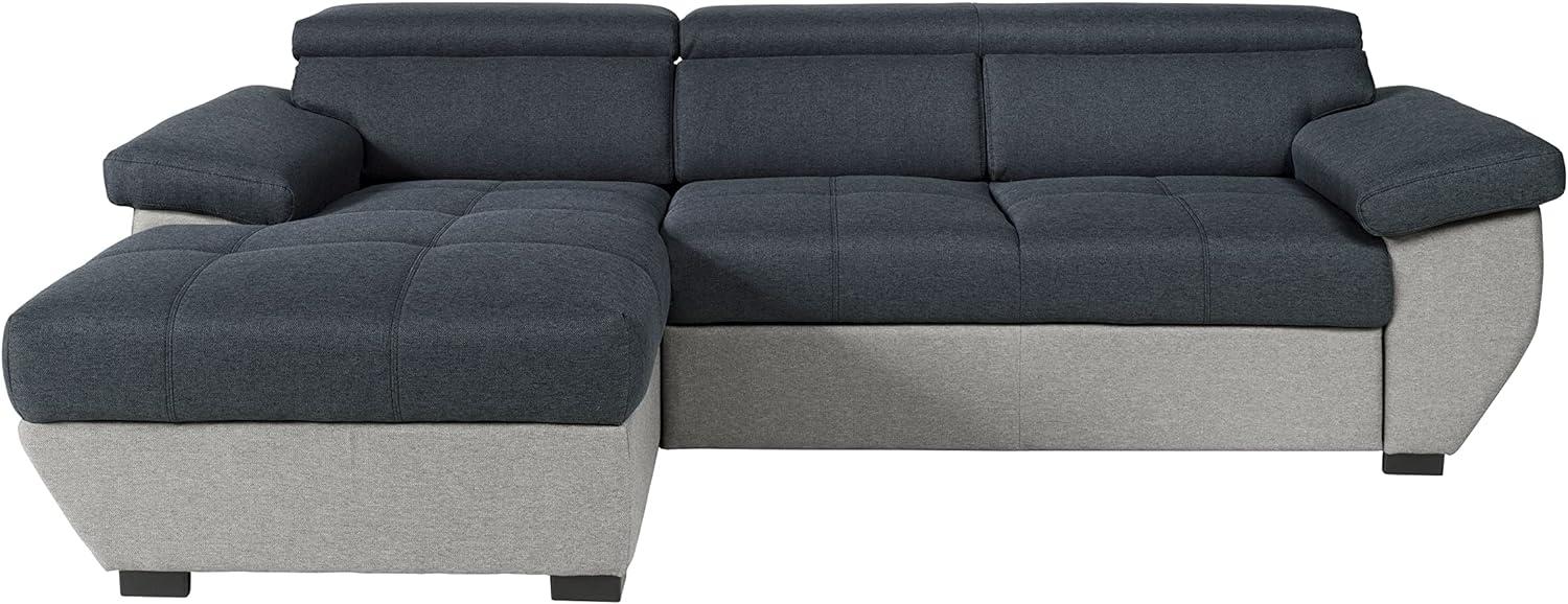 Mivano Schlafsofa Speedway / Moderne Couch in L-Form mit Bett, Bettkasten und verstellbaren Kopfteilen / 267 x 79 x 170 / Zweifarbig: Schwarz-Grau Bild 1