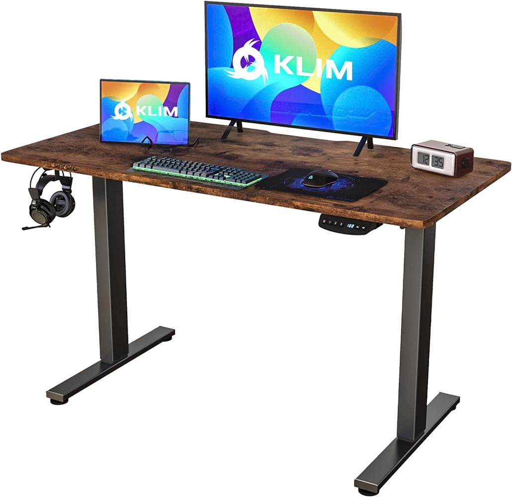 KLIM K120E Standing Desk + Höhenverstellbarer Schreibtisch 120 x 60 cm + Schreibtisch Höhenverstellbar Elektrisch mit Langlebigen Materialien + Einfache Installation + NEU 2022 (Walnuss) Bild 1