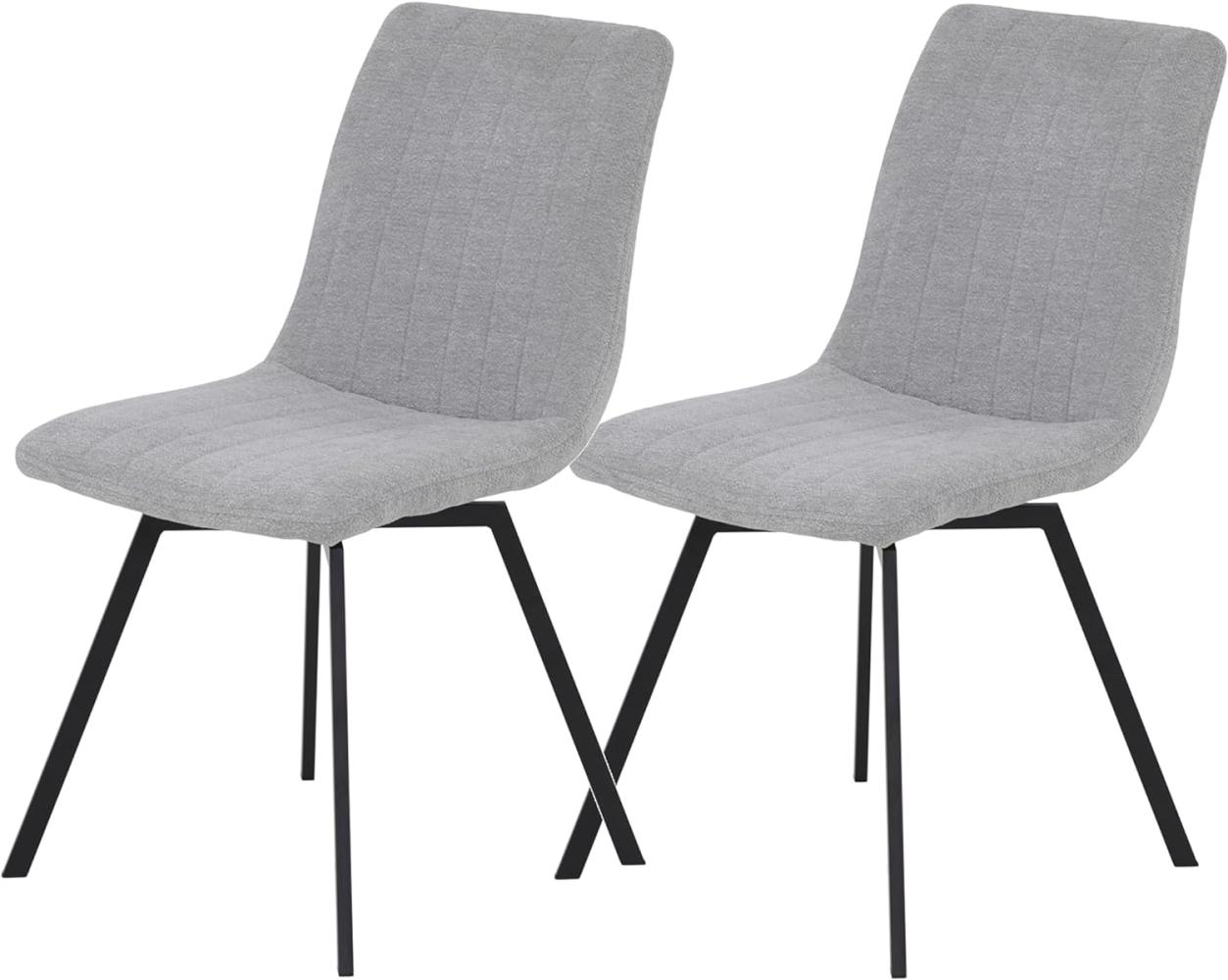 2er Set Stuhl Marion - Webstoff Teddyoptik Grau Bild 1