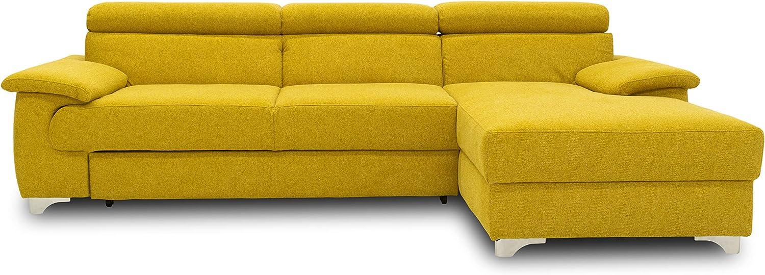 DOMO. collection Niria Ecksofa | Eckcouch mit Schlaffunktion und Rückenfunktion | Sofa L Form Couch, Schlafsofa, gelb, 271x167x78 cm Bild 1