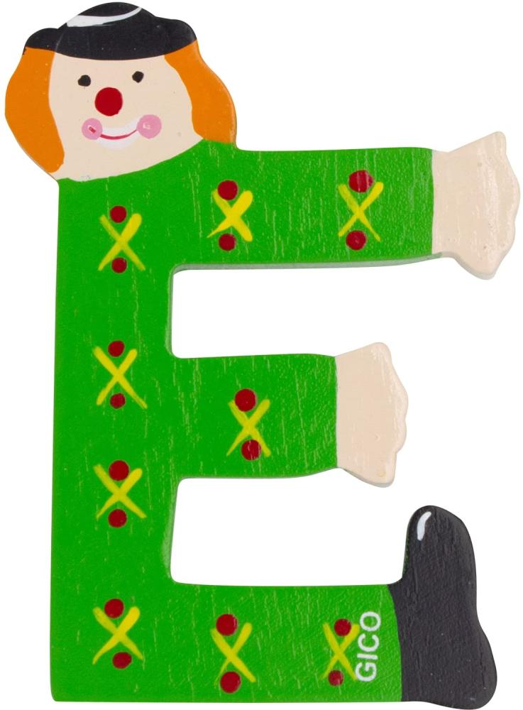 Holzbuchstaben Name Kinderzimmer groß Deko für die Tür, lustige Clowns, A-Z, Höhe ca. 9 cm, Holz Buchstabe 7361 (E) Bild 1