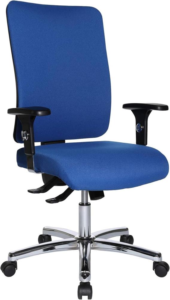 Topstar Open X (P) chrom ergonomischer Bürostuhl, Schreibtischstuhl, Stoffbezug, blau Bild 1