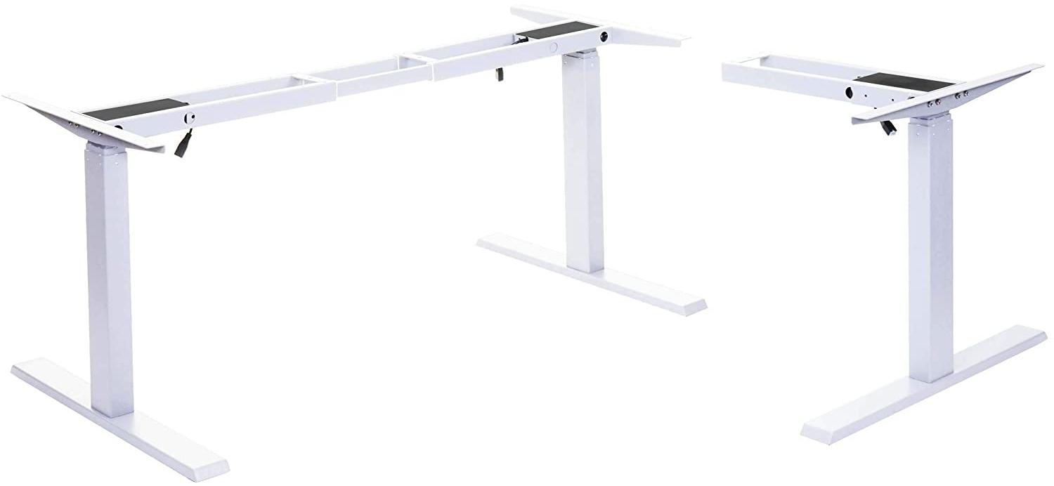 Gestell HWC-D40, variables Tischgestell für Eck-Schreibtisch, elektrisch höhenverstellbar Memory 45kg ~ weiß Bild 1