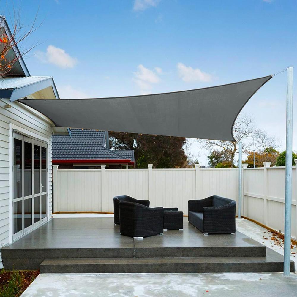 AXT SHADE Sonnensegel Wasserdicht Rechteckig 2x4m Wetterschutz Sonnenschutz PES Polyester mit UV Schutz für Terrasse Balkon Garten-Grau Anthrazit(Wir Machen Sondergrößen) Bild 1