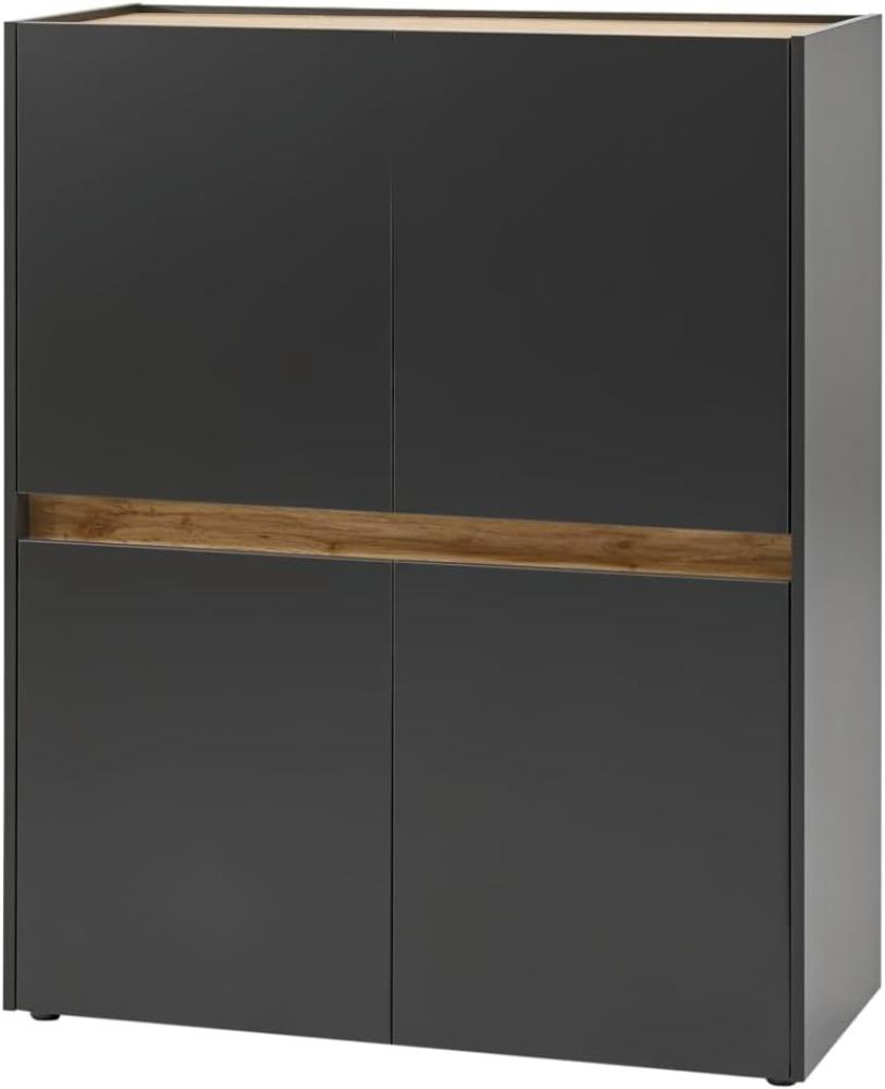 Büroschrank Highboard Büro Center in grau matt und Eiche Wotan 100 x 122 cm Bild 1