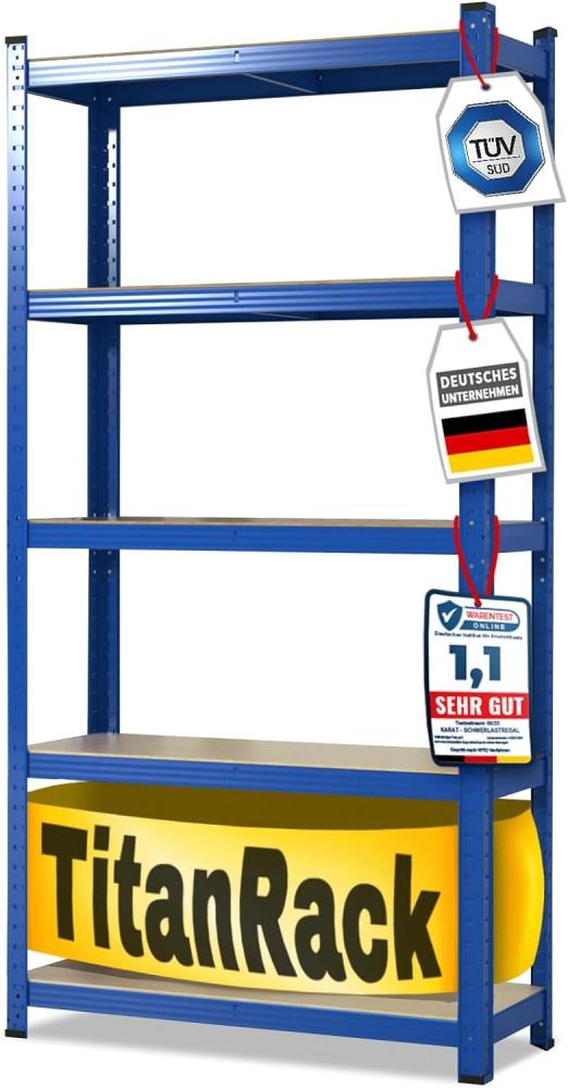 KARAT Schwerlastregale für Garage, Keller, Werkstatt - Steckregal - Weitspannregal - Lagerregal - Kellerregal - Eckregal - Reifenregal - Gitterregal (Blau, 200 x 120 x 60 cm) Bild 1