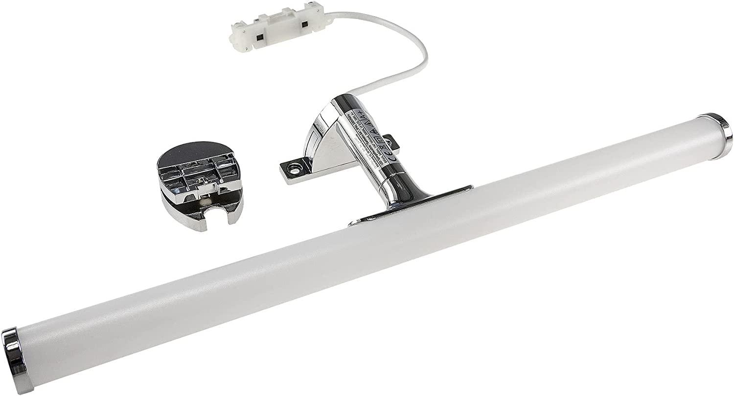 LED Spiegelleuchte 40cm IP44 230V 6Watt 540 Lumen Spiegelschrank Leuchte Badezimmer Wand- und Aufbaumontage Beleuchtung für Schrank Spiegel Bad Alu-Optik Warmweiß Bild 1