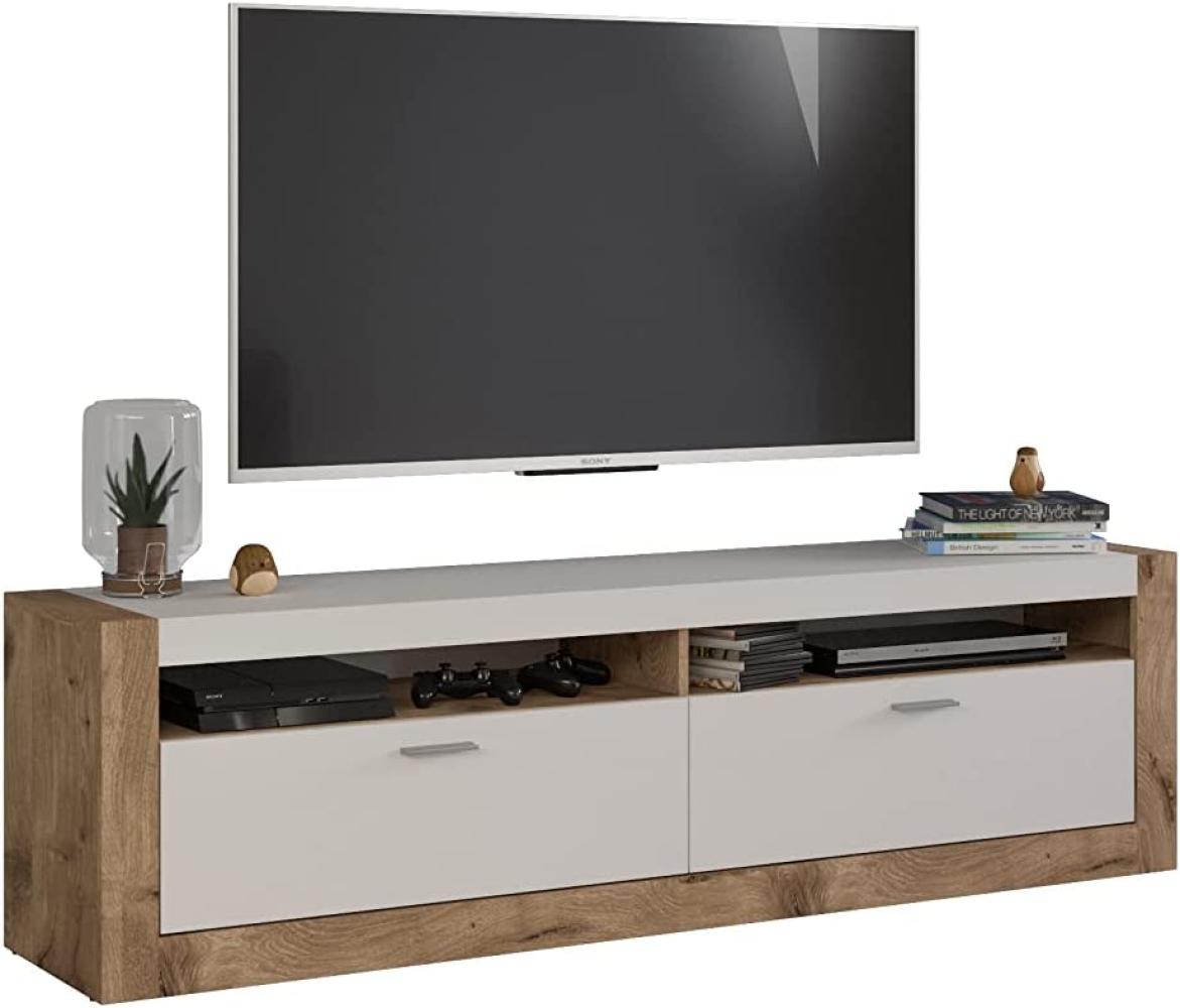 TV-Lowboard Parma in weiß matt und Eiche 180 cm Bild 1