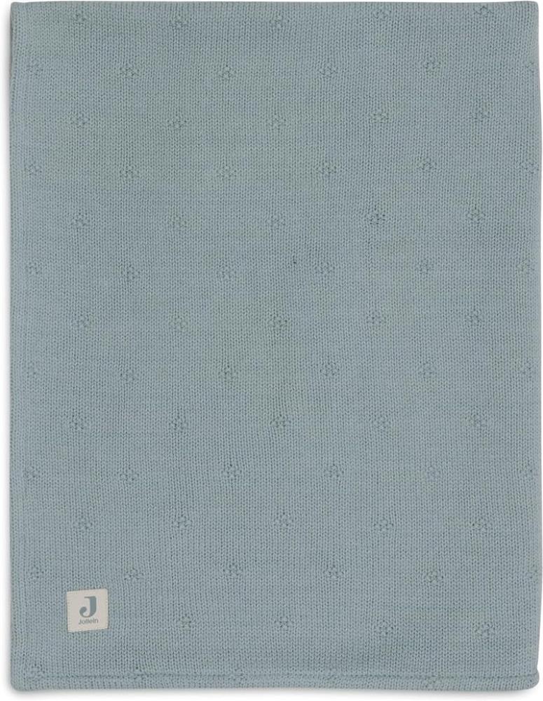 Jollein Babydecke Cosy Knit, Sea Green - Velvet - 100x150cm - 60% Baumwolle, 40% Acryl, Innenseite 100% Polyester - Fürs Kinderbett - 2.0 TOG - OEKO-TEX Zertifiziert - Strickmuster Bild 1