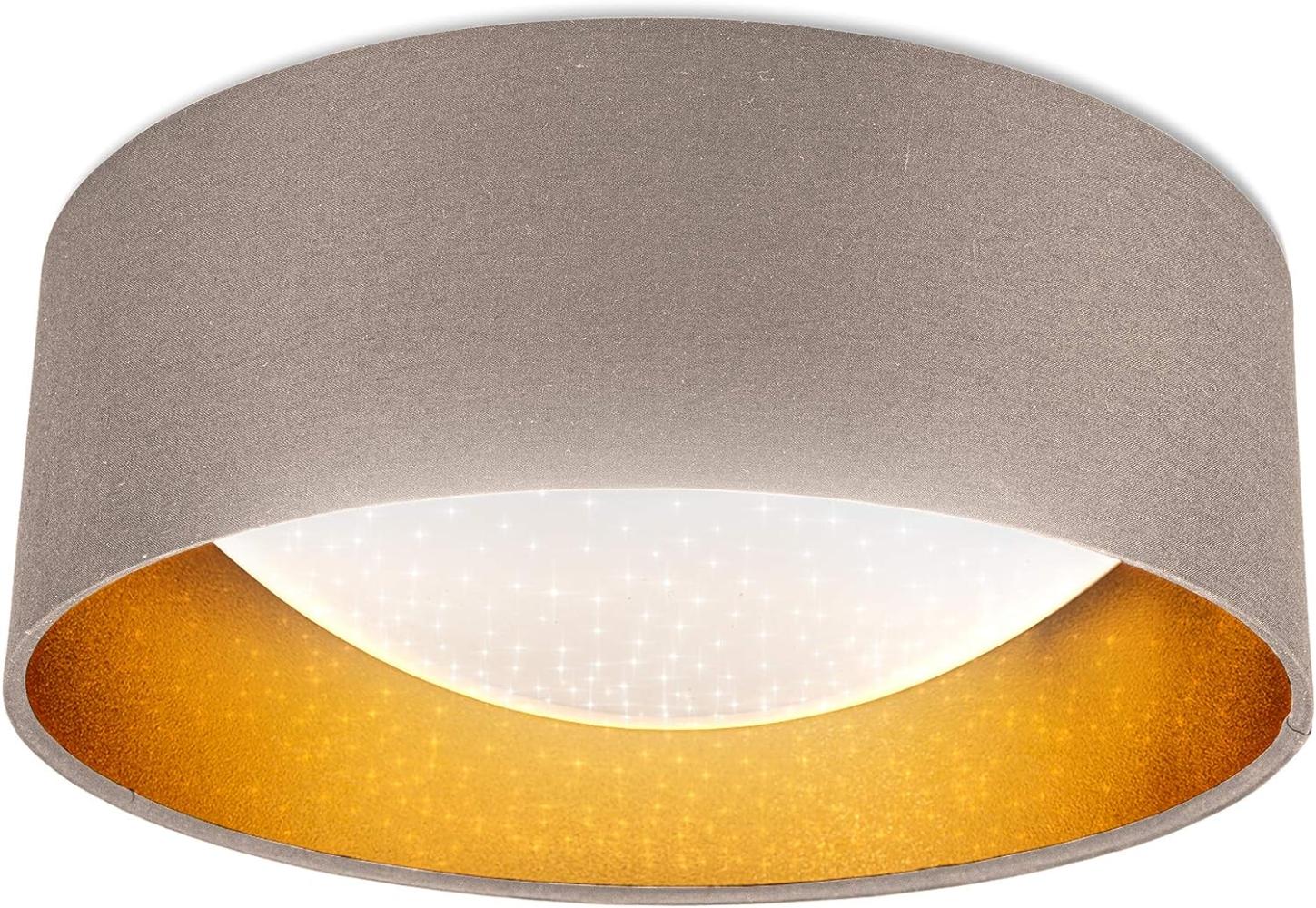 LED Deckenlampe Sternenlicht Glitzer Textilschirm Stoff Leuchte 12W taupe-gold Bild 1