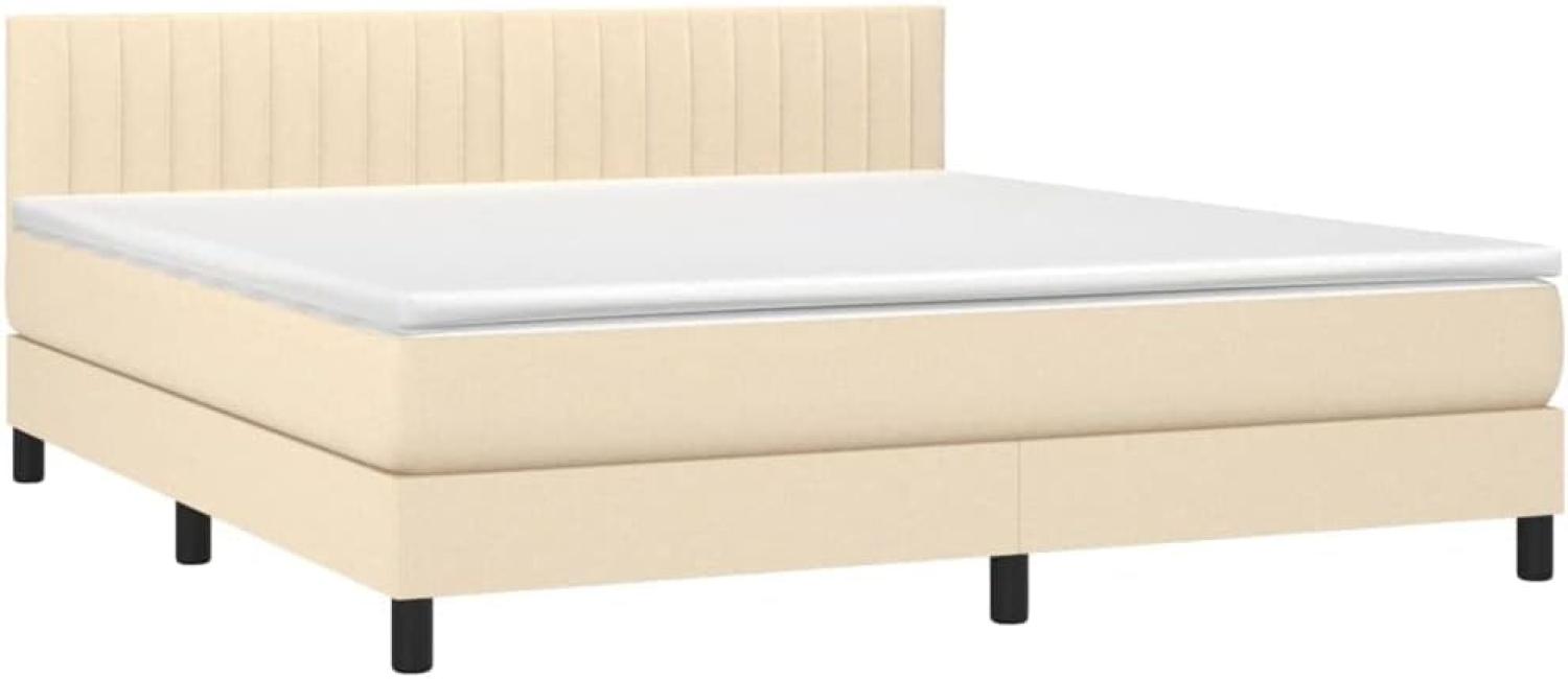 Boxspringbett mit Matratze & LED Creme 160x200 cm Stoff Bild 1