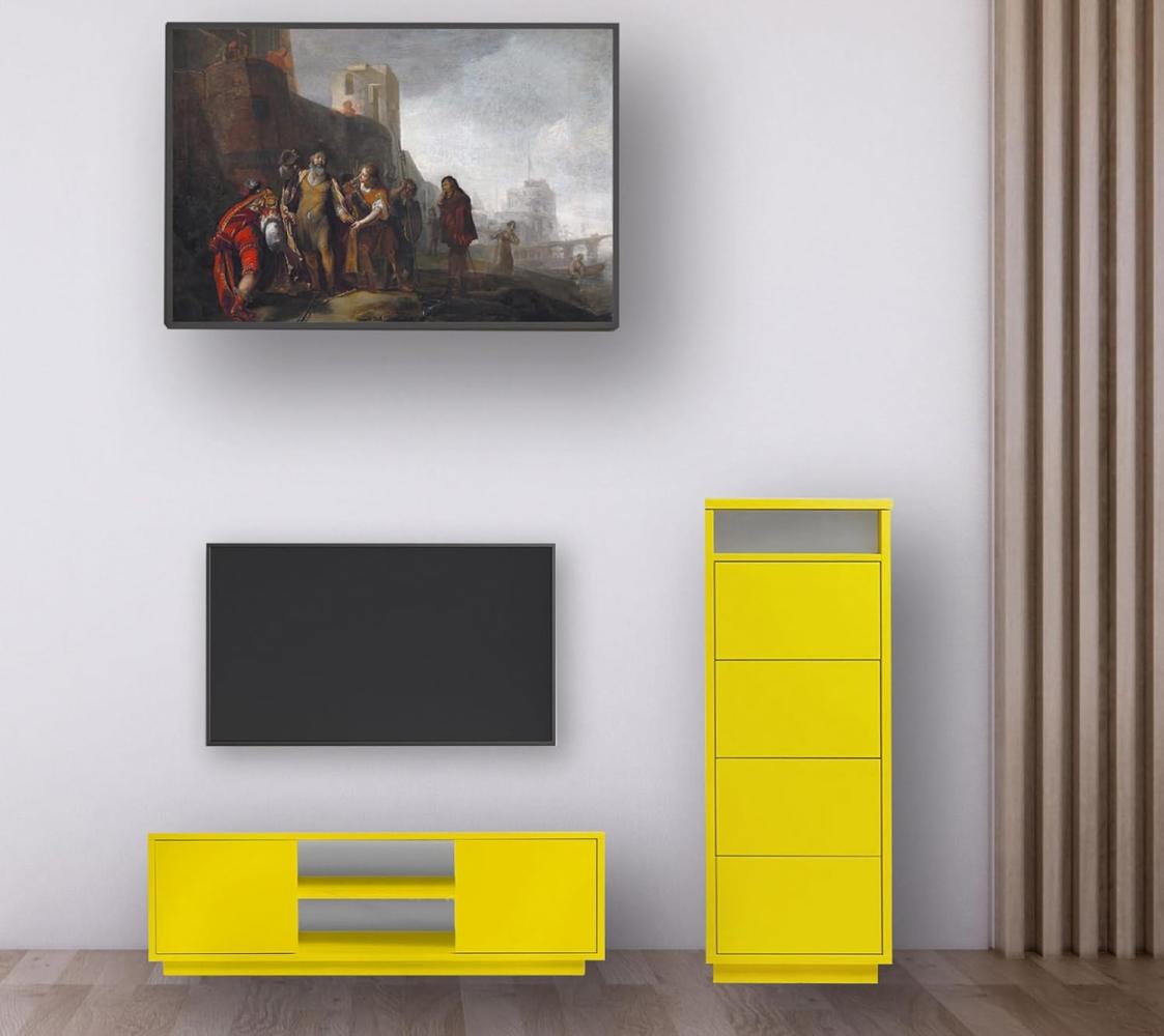 Wohnwand Set modern 2 teilig TV Lowboard, Sideboard für Wohnzimmer oder Kinderzimmer Gelb Bild 1