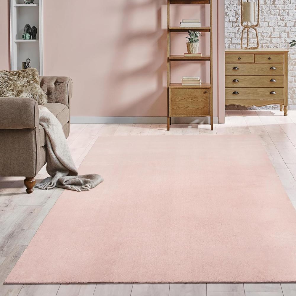 the carpet Relax kuscheliger Kurzflor Teppich, Anti-Rutsch Unterseite, Waschbar bis 30 Grad, Super Soft, Felloptik, Blush, 200 x 280 cm Bild 1