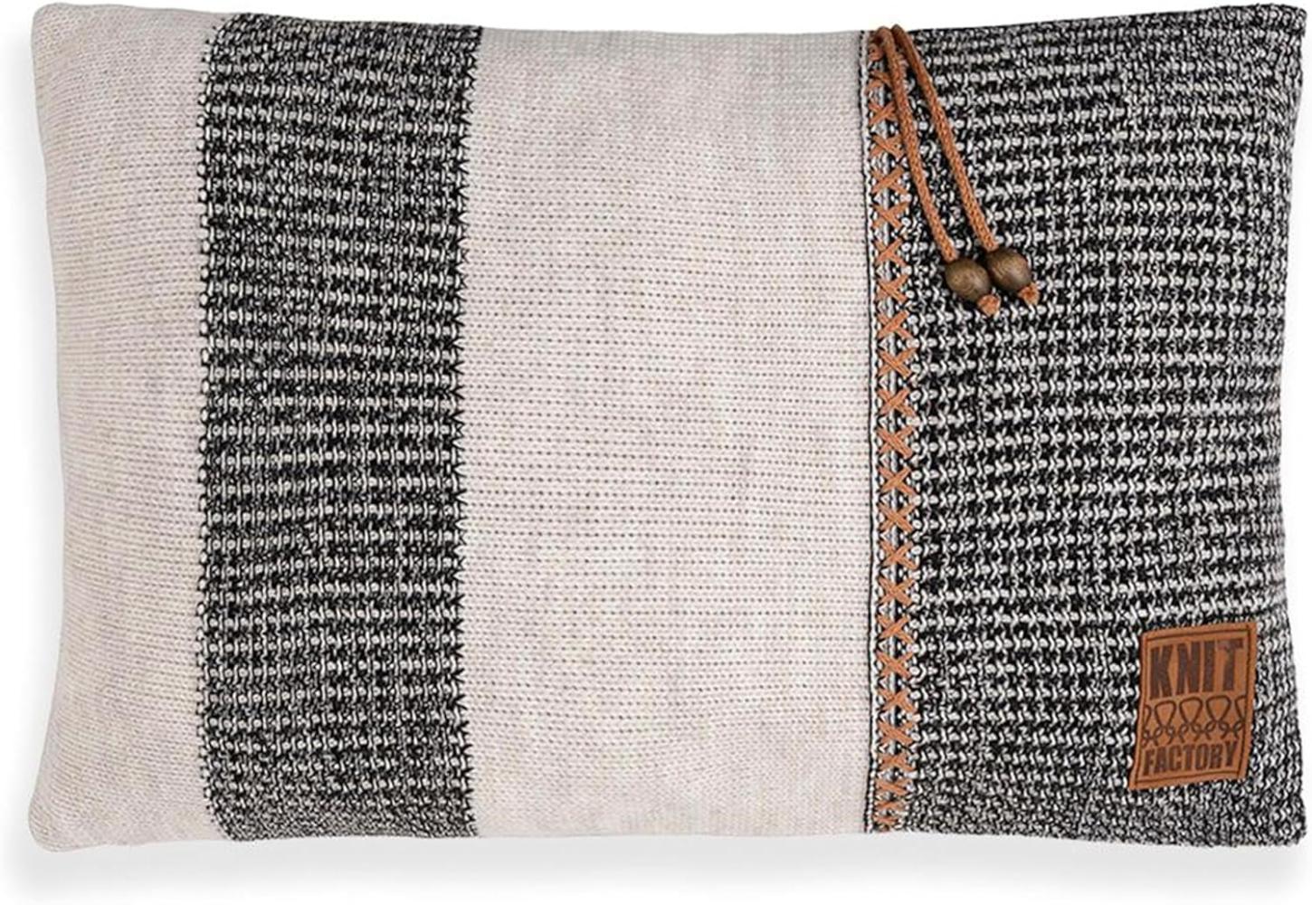 Knit Factory Roxx Kissen 60x40 cm Gestreift Beige Schwarz Bild 1