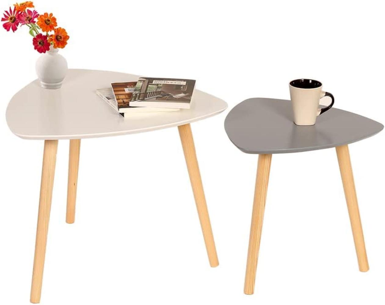 Couchtische Sofatisch 2er Set Beistelltische Wohnzimmertisch skandinavisch Kaffeetisch Satztisch für Wohnzimmer Schlafzimmer Minimalismus weiß grau elegant HWB05-GWE Bild 1