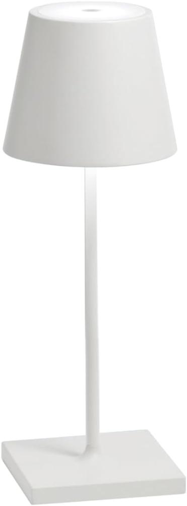 Zafferano Poldina Pro Mini - Dimmbare LED-Tischlampe aus Aluminium, Schutzart IP54, Verwendung im Innen-/Außenbereich, Kontaktladestation, H30cm, EU-Stecker (Weiss) Bild 1