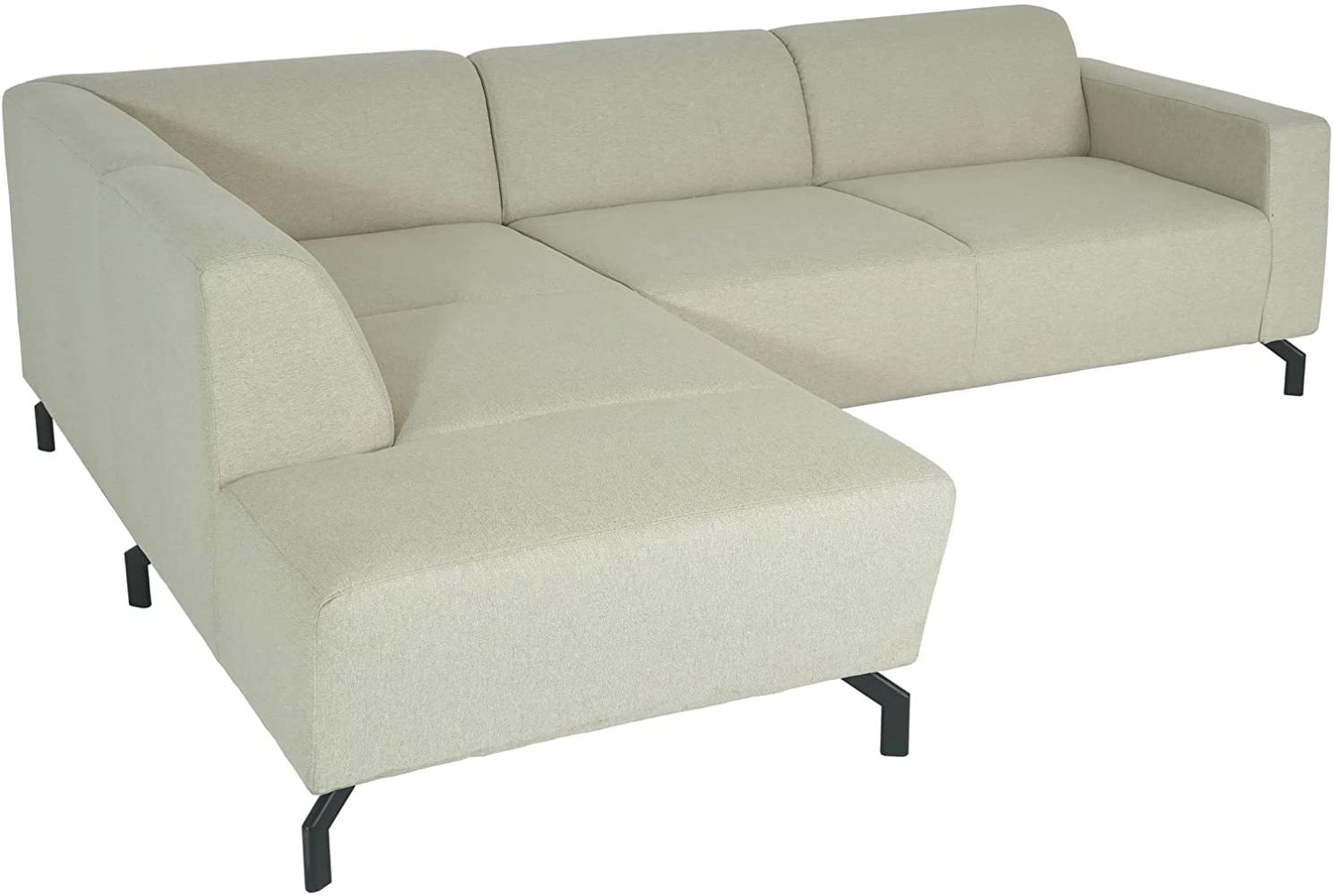 Ecksofa HWC-J60, Couch Sofa mit Ottomane links, Made in EU, wasserabweisend 247cm ~ Stoff/Textil sand-braun Bild 1