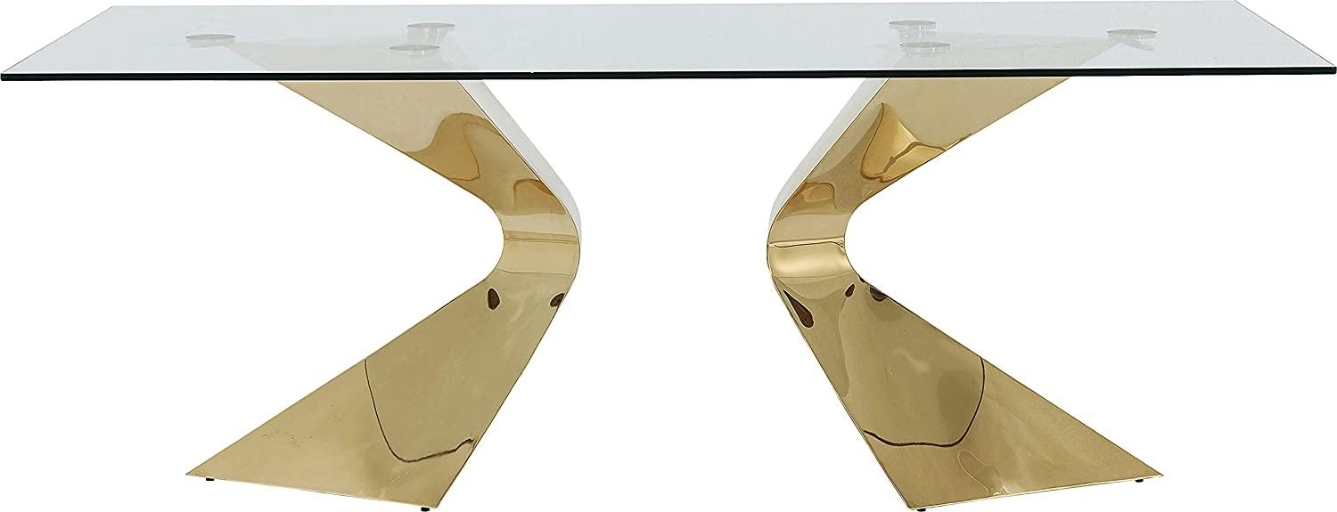 Kare Design Tisch Gloria gold, Glastisch gold, Luxus Glastisch, extravaganter Esstisch, glamouröser Schreibtisch, (H/B/T) 75x200x100cm Bild 1