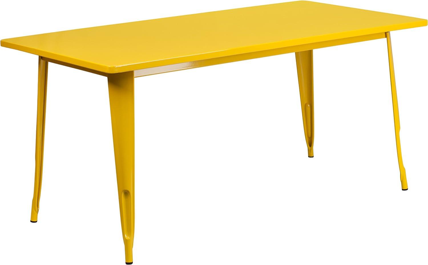 Flash Furniture Charis Commercial Grade 80 x 160 cm rechteckiger gelber Metalltisch für drinnen und draußen Bild 1