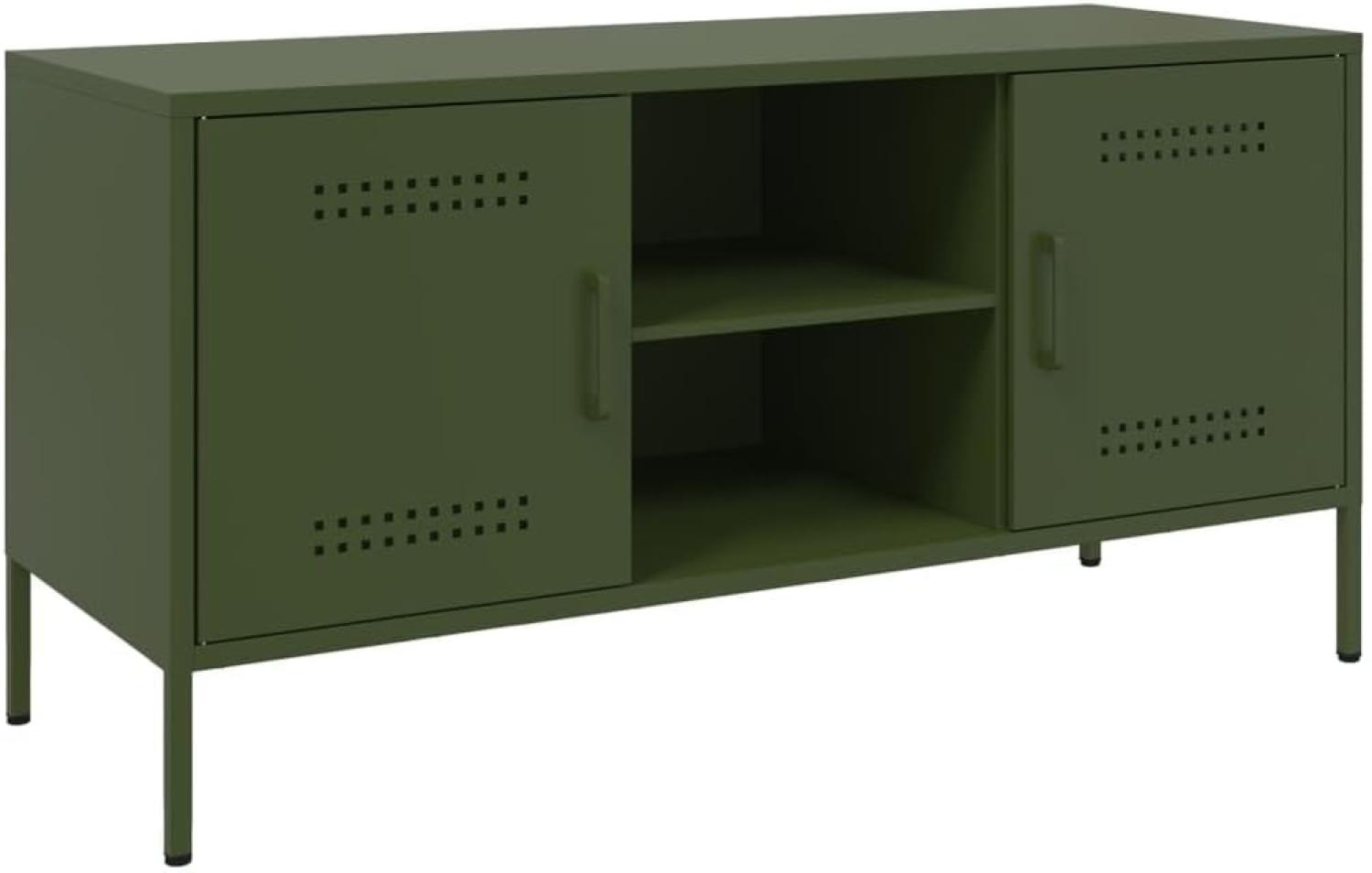 TV-Schrank Olivgrün 100,5x39x50,5 cm Stahl 842992 Bild 1