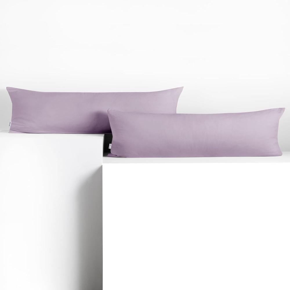 DecoKing 2 Kissenbezüge 20x145 cm Jersey Baumwolle Reißverschluss violett Amber Bild 1