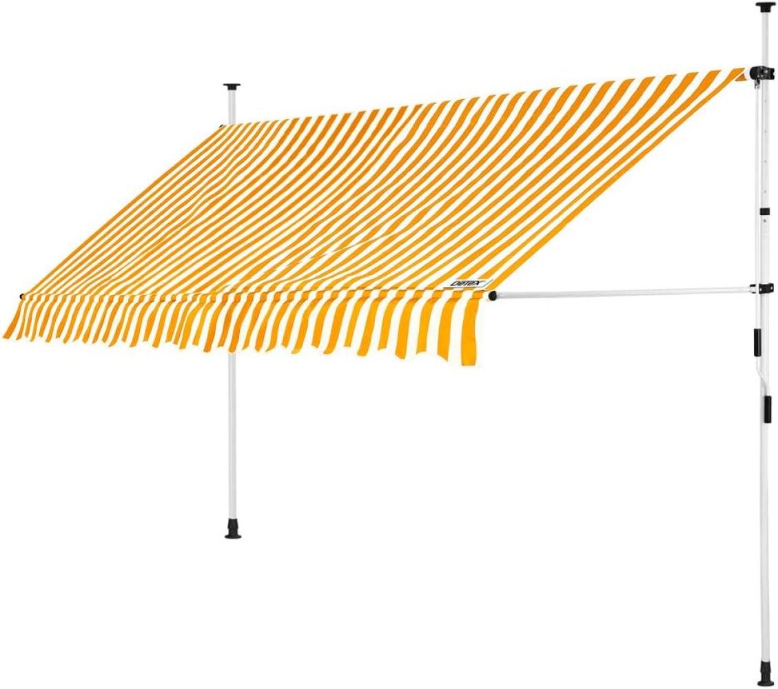 Detex Markise Balkonmarkise Klemmmarkise 150 - 400cm Sonnenmarkise UV- und witterungsbeständig 400cm, Gelb, Weiß höhenverstellbar Bild 1
