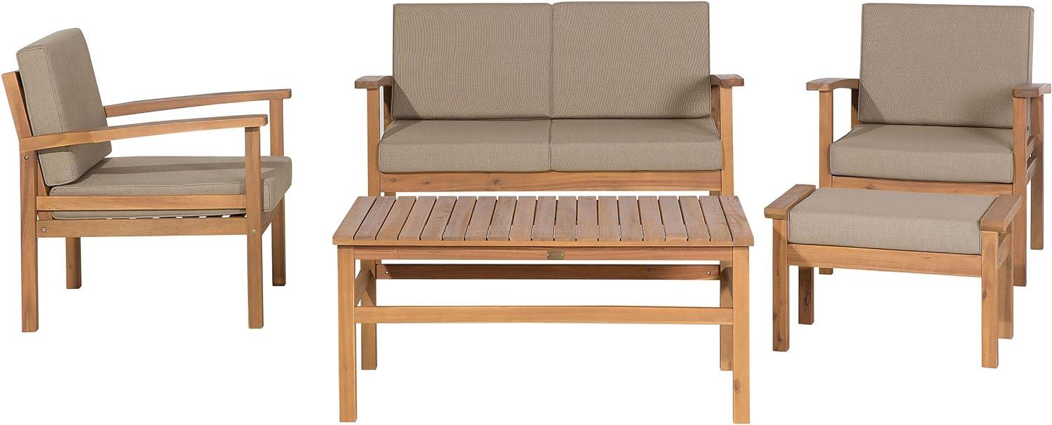 Lounge Set zertifiziertes Holz hellbraun 4-Sitzer Auflagen taupe MANILA Bild 1